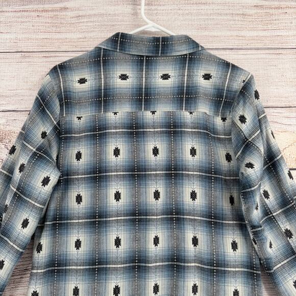 The Territory Ahead Flannel Aztec Print Shacket Jacket Women's Small Blue/Gray - Picture 4 of 13